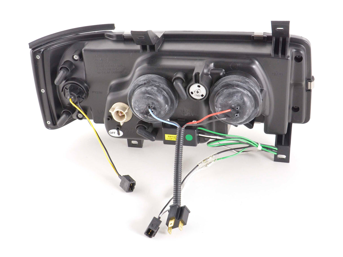 Scheinwerfer Set Daylight LED TFL-Optik VW Bus Typ T4 90-96 schwarz Scheinwerfer Set Daylight LED TFL-Optik VW Bus Typ T4 90-96 schwarz